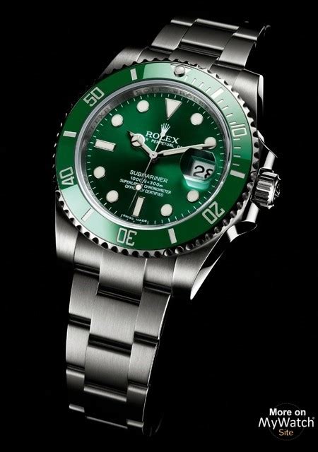 rolex steel submariner date with the green cerachrom